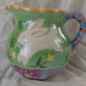 Vintage Palm Tree Co. Porcelain Easter Bunny Pitcher